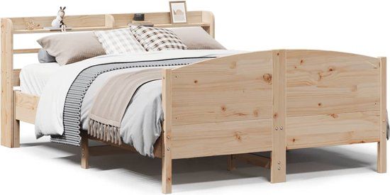 vidaXL Bedframe - Massief Grenenhout - Naturel - 135x190 cm
