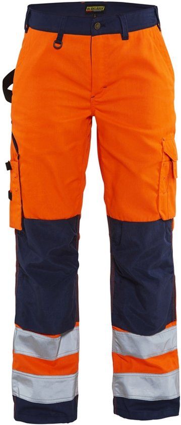 Blåkläder 7155-1811 Dames werkbroek High Vis zonder spijkerzakken Oranje/Marineblauw maat 50