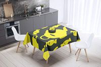 Bonamaison Tafelkleed, Anti-Mold, Sneldrogend, Waterdicht, 100% Polyester Tafellaken, Neon Geel, Rook, 140 x 140 Cm