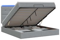 vidaXL Ottomanbed met matras en LED-verlichting, lichtgrijs, 160 x 200 cm, stof