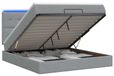 vidaXL Ottomanbed met matras en LED-verlichting, lichtgrijs, 160 x 200 cm, stof