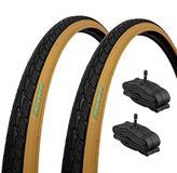 2 Ecovelo 2 zwarte PARA banden 700 x 35C + Amerikaanse kamers banden 28 1 5/8 3/8 City Bike Trekking Road
