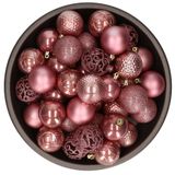 Bellatio Decorations kerstballen - 37x st - oudroze - D6 cm - kunststof - kerstversiering