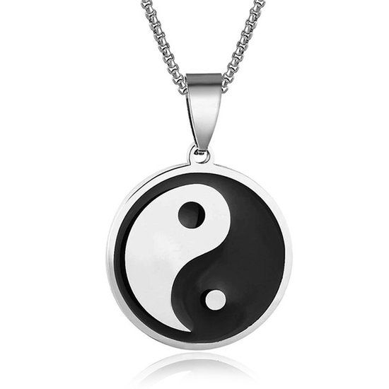 LGT JWLS LGT Jewels Heren Ketting Edelstaal Yin Yang Zilverkleurig 55 cm