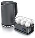 Arendo ontbijtset, 2-delig, waterkoker ELEGANT 1,5 liter met temperatuurregeling, eierkoker SIXCOOK 400W voor 6 eieren, cool grijs