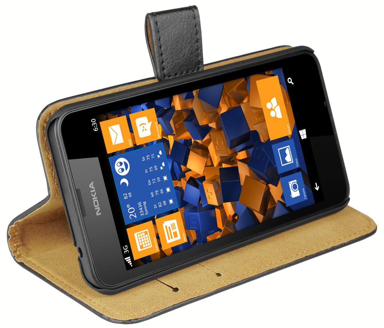 mumbi Book Case voor Microsoft Lumia 630 / 635 - Zwart