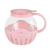 JOCCA Popcornhouder van glas voor magnetron, 2,2 l, met siliconen rooster, vaatwasmachinebestendig, roze