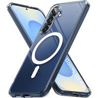 Phonillico® Case voor Samsung Galaxy S25 PLUS - Transparant siliconen met geïntegreerde magnetische cirkel