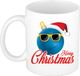 Bellatio Decorations Koffiemok - Blije kerstbal - 300 ml - keramiek - kerstcadeau - kerstmis