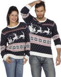 Wilbers Kersttrui blauw met slee - Maat XL