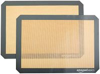 Amazon Basics Rechthoekige bakmat, siliconen, 2 stuks, 29,54 x 41,91 cm, beige/grijs