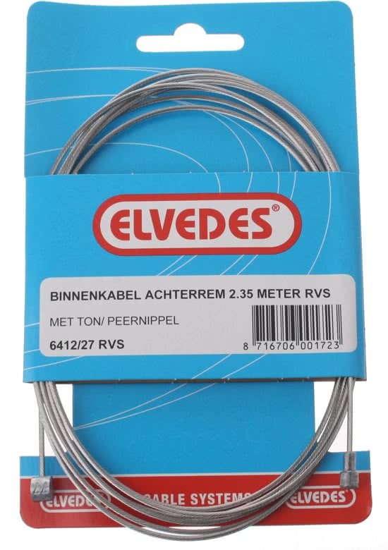 Elvedes Binnenkabel Achterrem 2.35 Meter Ton/peernippel Rvs