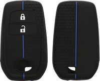 kwmobile autosleutel hoesje geschikt voor Toyota 2/3 Button Aygo Yaris Cross RAV4 GR 2020-2024 hoes - Siliconen autosleutel behuizing - Auto sleutel case met honingraat - Sleuteletui in zwart / blauw