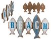 Out of the blue Houten bord met vissen, strand, ca. 50 x 28,5 cm