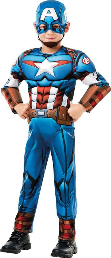The Avengers Panda The Avengers Luxe Captain America animatieserie pak voor jongens - Verkleedkleding - Maat 110/116