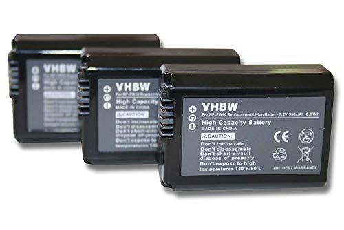 VHBW 3x accu compatibel met Sony Alpha NEX-3A, NEX-3D, NEX-3DW, NEX-3K camera Digicam DSLR (950mAh, 7,2V, Li-Ion)