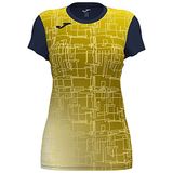 Joma Sportshirt Dames Elite VIII Geel/Zwaar Blauw Polyester Korte Mouw