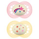 MAM Original Night fopspeen 6+ maanden, set van 2, roze/geel