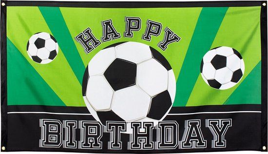 Boland - Polyester vlag Voetbal 'Happy birthday'