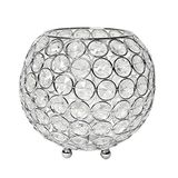 Elegant Designs Elipse HG1007-CHR Circulaire Kristallen Kandelaar Bloemenvaas Bruiloft Tafelstuk 14 cm Verchroomd