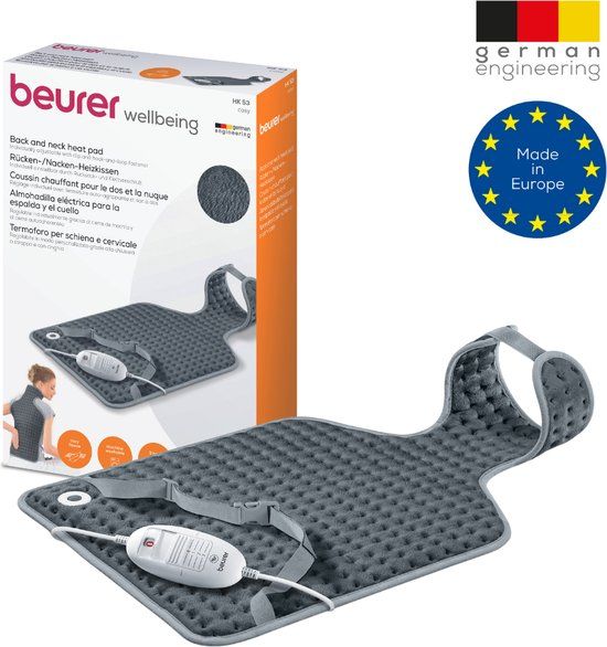 Beurer HK 53 Elektrisch Warmtekussen - Nek & Rug - Fleece - 3 Warmtestanden - 62x42cm - Antracite