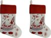 Merkloos / Sans marque Peha 2x stuks kerstsok wit/rood pluche 45 cm