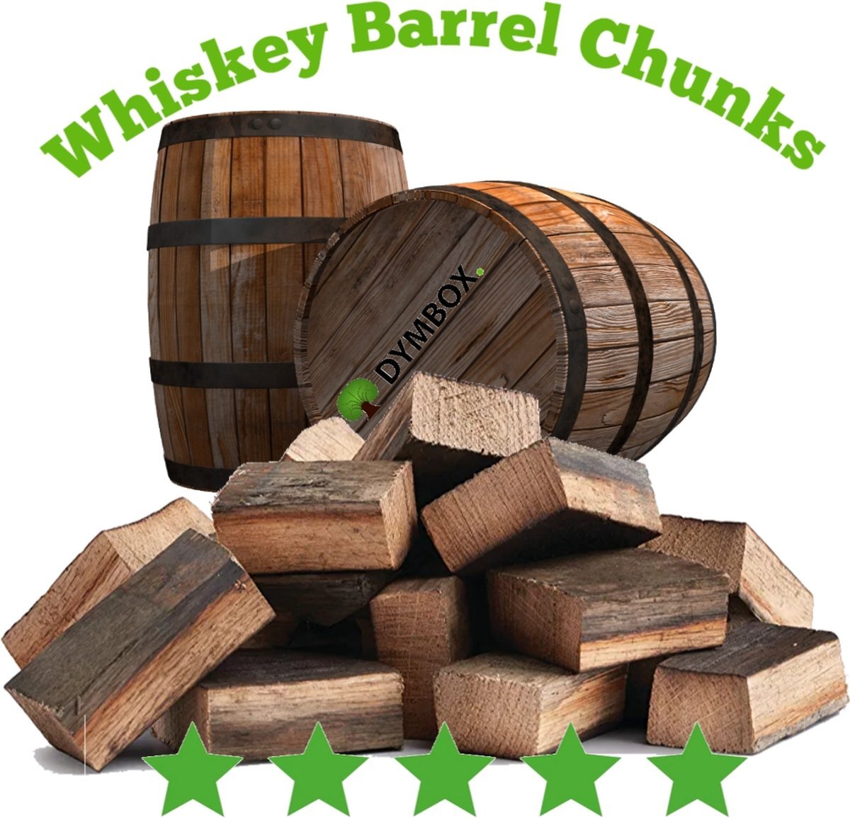Dymbox 2,5 KG Whiskey Barrel Chunks|Whiskey Vaten Eik Rookhout voor de Kamado BBQ |Rookoven| Onbehandeld |Dymbox