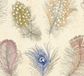 A.S. Création vliesbehang met verenmotief in crème, rood, geel, grijs, blauw – designbehang in natuurlijke look 10,05 m x 0,53 m – 791866
