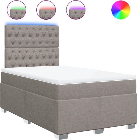 vidaXL Boxspring - met matras - stof - taupe - 120x200 cm