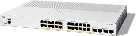 Cisco Catalyst 1300-24FP-4X - Switch - L3 - Beheerd - 24 x 10/100/1000 (PoE+) + 4 x 10 Gigabit SFP+ - rack-uitvoering - PoE+ (375 W)