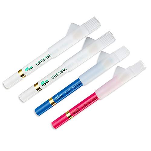 Prym Krijtstiften + borstel op kleur gesorteerd, hout, wit, roze, blauw, 4 stuks (1 stuks), 4