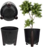 Merkloos / Sans marque KADAX Bloempot met binneninzetstuk, kunststof bloempot, ronde plantenpot, decoratieve bloempot voor binnen en buiten (zwart, 30 cm)