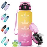 Motswedi Drinkfles, 1500ml BPA-Vrij, Drinkfles Met Rietje, Lekvrij, Sportfles, Geelroze
