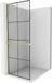 Mexen Kioto+ L douchescherm met plank Walk-in 80 x 200 cm, zwart rooster, geborsteld goud