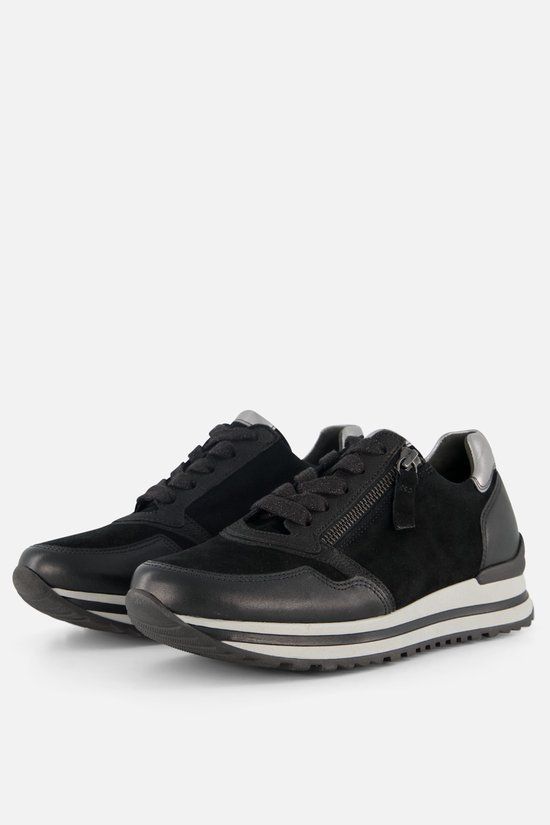 Gabor Dames Sneakers - zwart - Maat 39 - Suède - Lage sneakers - Zwart - Herfst/Winter 2025