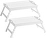 Set de 2x pièces plateaux de service blancs sur pieds mdf bois 56 x 35 cm - Petit déjeuner au lit
