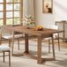 Tribesigns Table de salle à manger Style campagnard Marron foncé Bois 120cm Table de cuisine Pieds géométriques 6 personnes Salon Bureau