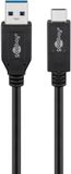 Goobay USB 3.1 GEN 2 (USB 3.0) USB-C (M) naar USB-A (M) kabel - 10Gbit/s - Up to 60 Watt - USB adapter - OTG kabel - 0.5m - Zwart