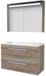 Basic-Line Premium 46 Badkamermeubelset - 100 x 46 cm - Met Grepen - 2 Lades - Acryl Wastafel - 1 Kraangat - Spiegelkast met LED Verlichting - Scotch Oak