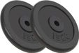 vidaXL Disques d'haltères - 2 pièces - 2x15 kg - Fonte - Noir