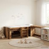 vidaXL Kinderhoogslaper met bureau Oud hout Bewerkt hout