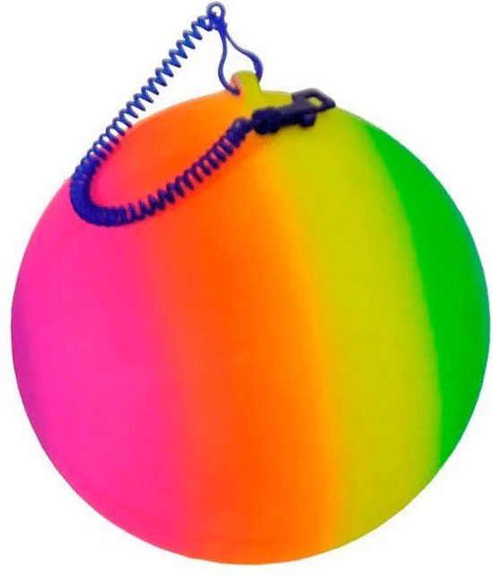 Top1Toys Bol Regenboogbal met Koord 21 cm Blauw