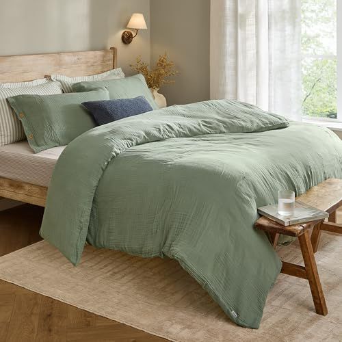 furn. Yard Lark Mousseline Katoenen Dekbedovertrek Set, Eucalpytus