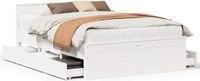 vidaXL Bedframe - Grenenhout - Wit - 150x200 cm
