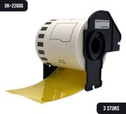 DULA Brother Compatible DK-22606 - Doorlopende labelrol - 3 rollen - 62 mm x 15,24 m - Zwart op geel - Filmtape