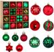 Unyqoos® Ensemble festif de 44 boules de Noël rouges et pendentifs étoiles pour décoration polyvalente