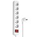 VoltShine Duitse 6-voudige stekkerdoos met schakelaar voor meer comfort, 1,5 m, 3G-kabel, 1,5 mm² in elegant wit
