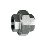 Riegler Oplosbare dubbele schroefdraadstapel, plat dichtend, G 3/4 i, SW1 47, SW2 32, werkdruk max. 10 bar, roestvrij staal 1.4408