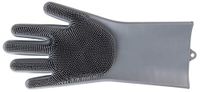 Pfiff 102757 Poetshandschoen, siliconen noppen washandje massagehandschoen paard, grijs