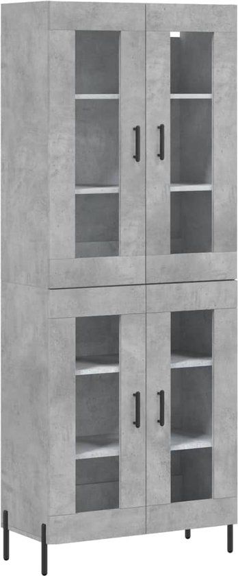 vidaXL Hoge kast 69,5x34x180 cm bewerkt hout betongrijs